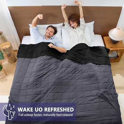 King Size Weighted Blanket for Adults (30 lbs, 80” x 87”, Grey& Black) Cooling Heavy Blanket for Sleeping Perfect for 290-310 lbs, Breathable Blanket for Adults & Couple All Season, Machine Washable