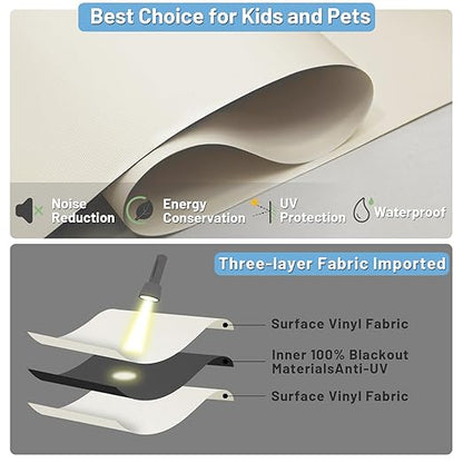 Motorized Blinds with Remote Control, 100% Blackout Cordless Wireless Electric Window Roller Shade Matter Motor Over Thread Compatible with Alexa/Google Home/Homekit (Ivory)