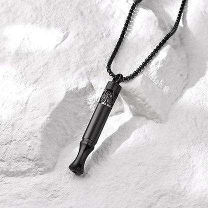 Anxiety Relief Pendant Mindfulness Breathing Necklace - Essential Oil Diffuser & Personal Inhaler Aromatherapy Necklaces for Women & Men (Black)