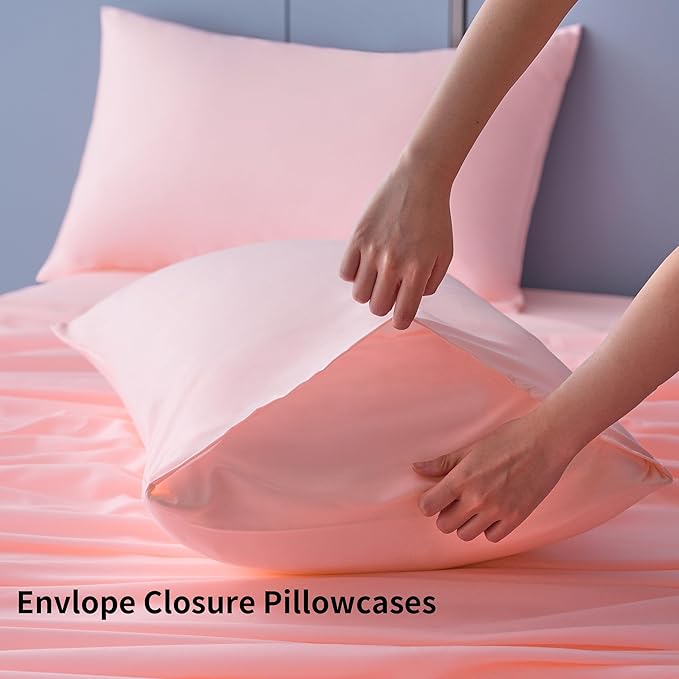 Best Season 1800 Thread Count Microfiber Fade Resistant Bed Sheet Set, 4 Piece, Full, Blush Pink