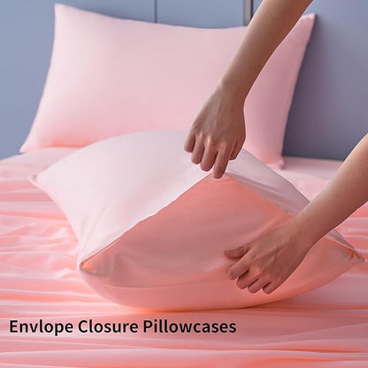 Best Season 1800 Thread Count Microfiber Fade Resistant Bed Sheet Set, 4 Piece, Full, Blush Pink