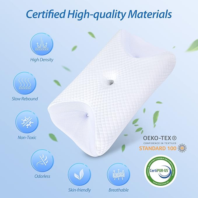HOMCA CPAP Pillow for Side Sleeping, CPAP Nasal Pillows for All CPAP Masks Users to Reduce Air Leaks & Masks Pressure, Neck Support Pillows for Sleeping for Neck Pain Relief