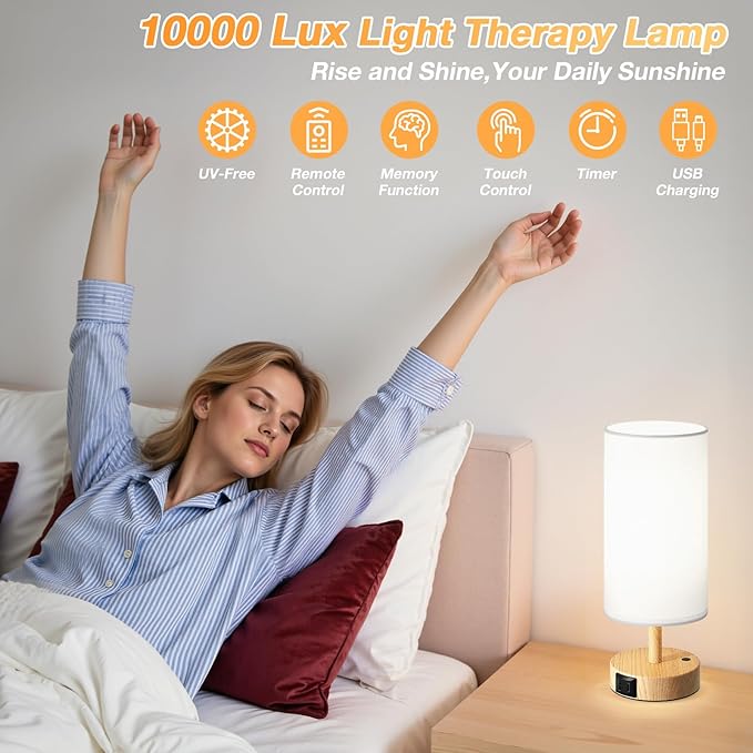 Dicoool Light Therapy Lamp 10000 Lux, Happy Light with Remote, Sun Lamp with 3 Color Temperature & Stepless Dimming, Happy Sunlight Lamp, Daylight Lamp for Home, Office, Use As Lift Mood, Happy Life