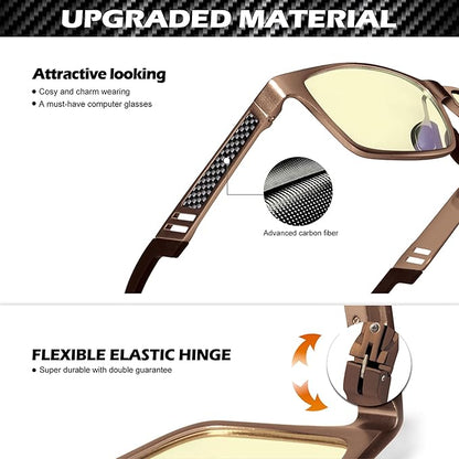 ANYLUV Blue Light Blocking Glasses Men Computer Gaming Glasses Lightweight Al-Mg Metal Anti Eyestrain Eye Protection