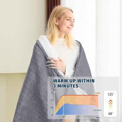 BOMOVA Heated Electric Blanket Full Size - 72" x 84" Heating Blanket with 10 Heating Levels & 8 Hours Auto Off, Warm Flannel Blanket, Christmas Birthday Gifts for Women