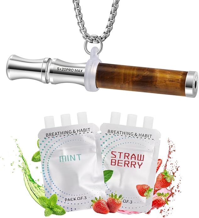 Breathe Free Necklace, Natural Stone Breathing Necklace for Stress Relief, Mindfulness and Relaxation, Anxiety Necklace Mindful Breathefree Calm Tool with Plant Cores, Portable Wellness Gift for Adult