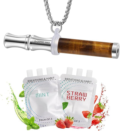 Breathe Free Necklace, Natural Stone Breathing Necklace for Stress Relief, Mindfulness and Relaxation, Anxiety Necklace Mindful Breathefree Calm Tool with Plant Cores, Portable Wellness Gift for Adult