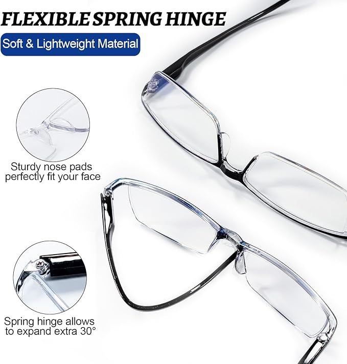 4PCS Stylish Anti-Blue-Light Reading Glasses Men Women Computer Readers Lightweight Blue Blockers 3.0X 1.0 1.25 1.5 1.75 2.0 2.25 2.5 2.75 3.0 3.5 4.0