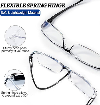 4PCS Stylish Anti-Blue-Light Reading Glasses Men Women Computer Readers Lightweight Blue Blockers 3.0X 1.0 1.25 1.5 1.75 2.0 2.25 2.5 2.75 3.0 3.5 4.0