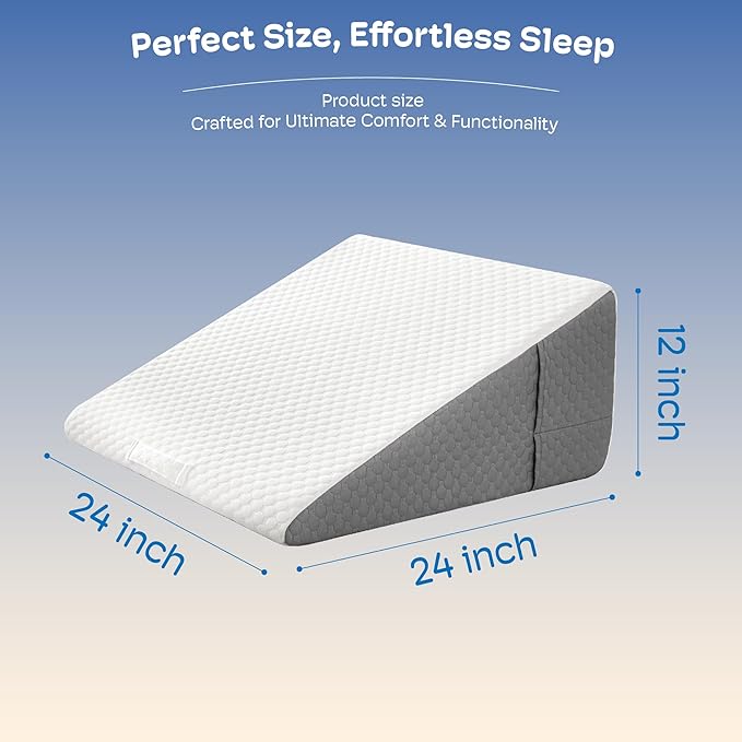 Wedge Pillow, Wedge Pillow for Acid Reflux, Back Pain Relief, Cooling Memory Foam Top, Bed Wedge Pillows for Headboard, Sleeping, Snoring, Back Support, After Surgery.