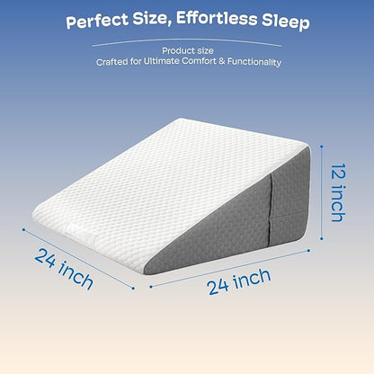 Wedge Pillow, Wedge Pillow for Acid Reflux, Back Pain Relief, Cooling Memory Foam Top, Bed Wedge Pillows for Headboard, Sleeping, Snoring, Back Support, After Surgery.