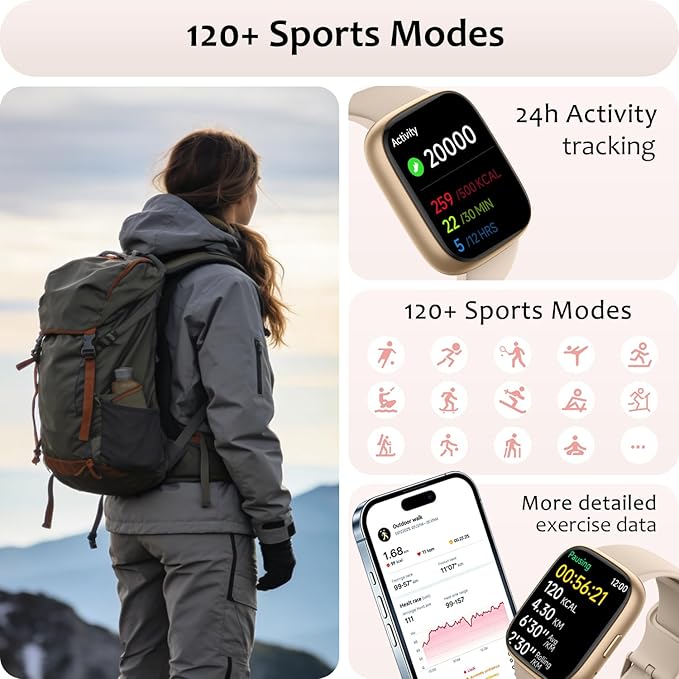 Smart Watch (Answer/Make Call) for iPhone&Android, 1.83" Smartwatches with Sleep Monitor Heart Rate Activity Tracking, IP68 Waterproof, Fitness Tracker 100+Sport, Reloj Inteligente 30 Day+Battery Life
