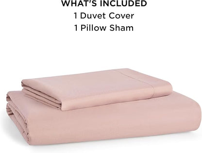 Bedsure Duvet Cover Twin/Twin XL Size - Soft Double Brushed Bedding Set for Kids & Adults, Zipper Closure, 2 Pieces, Includes 1 Duvet Cover (68"x90") & 1 Pillow Sham, NO Comforter, Pale Blush