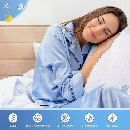 Derila Queen Size Cooling Pillowcase | Optimal Temperature Control for Your Memory Foam Pillow for Perfect Sleep. Quality Material White Pillowcase Pillows