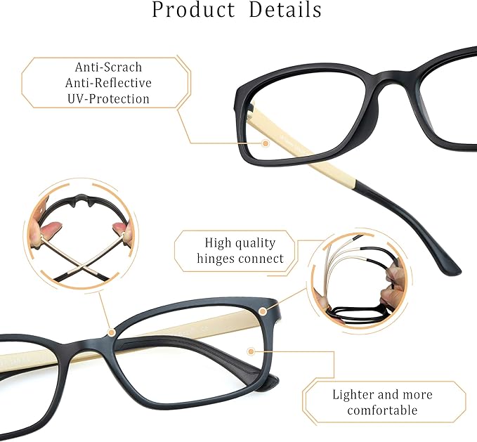 LifeArt Blue Light Blocking Glasses Anti Eyestrain Computer Reading Glasses Gaming GlassesTV Glasses Women and Men Anti Glare