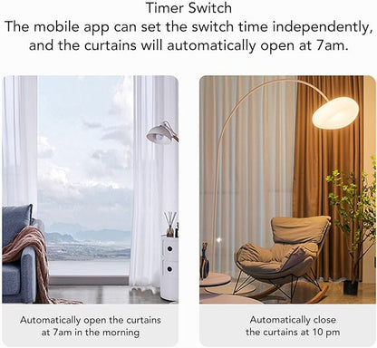Automatic Curtain Opener with Solar Panel, Smart Curtain Robot Motor Remote Controled by App Timer Voice, High Performance Motor for Home