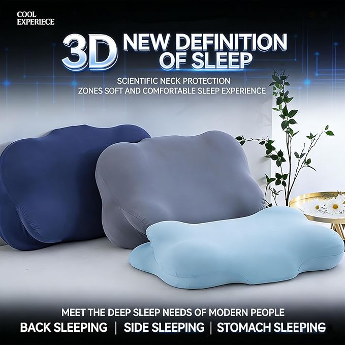 Cloud Pillow, Ergonomic Memory Foam Pillow for Side Sleepers, Cervical Neck Support Pillow, Breathable Pillowcase, Dual Height Contour Pillow for Back & Stomach Sleepers