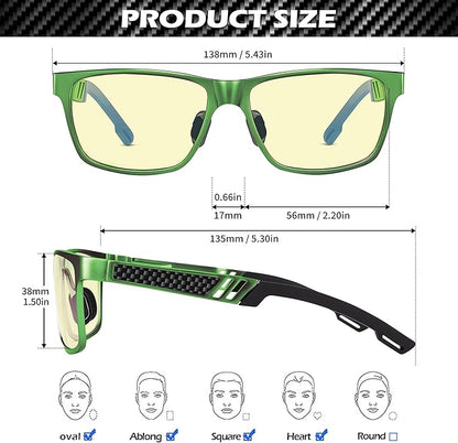 ANYLUV Blue Light Blocking Glasses Men Computer Gaming Glasses Lightweight Al-Mg Metal Anti Eyestrain Eye Protection