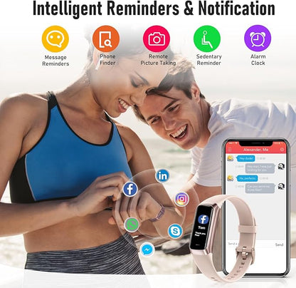 Fitness Tracker with 24/7 Heart Rate, Blood Oxygen Blood Pressure Sleep Monitor, Activity Trackers 5 ATM Waterproof,Step Calorie Counter Pedometer Health Smart Watch for Women Men
