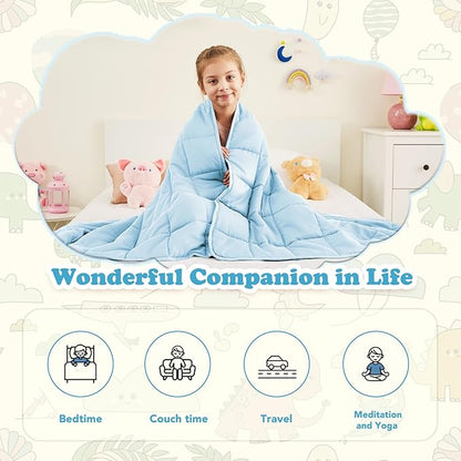CuteKing Weighted Blanket - Weighted Blanket with Premium Glass Beads - Breathable Heavy Blanket for Comfort Sleep - Thick Blanket All Season (10lbs, 50"x60", Light Blue)
