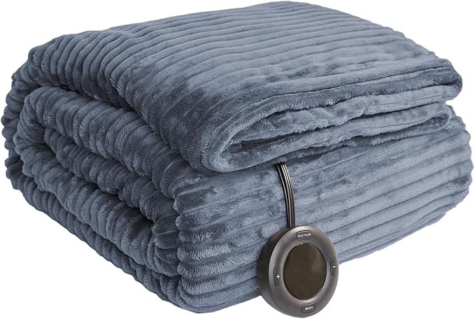 Heated Blanket Full Size 72"x84",ETL Certification- 10 Heating Levels Electric Blanket&1-10 Hour Auto Off,Heating Blanket with Dual Controller(Dark Blue)