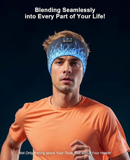 LOVE EYE Sleep Headphones Wireless Headband Headphones Bluetooth 5.4 for Side Sleeper Bluetooth Headband Earphones for Sports for tech Gadgets Gifts (Flame Blue)