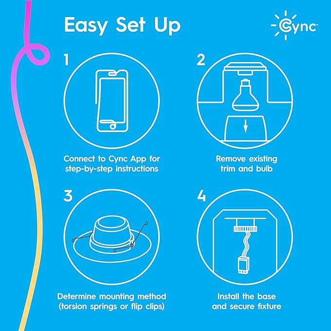 GE Cync Reveal HD+ Smart LED Recessed Downlight Fixture, Color Changing LED Light, Works with Alexa and Google Home, Matter Compatible, Ceiling Light Fixture, 6 Inch (3 Pack)