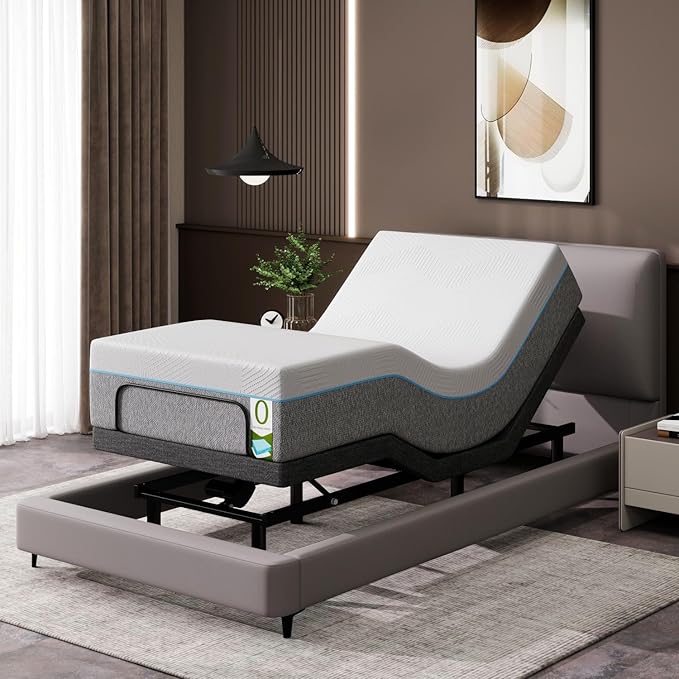 Twin XL Adjustable Bed Frame, Adjustable Beds with Updated Thickened Frame,Wireless Remote, Separate Head/Foot Lift, Zero Gravity,Anti-Snore,Sturdy Metal, Electric Bed Bases with 3 Height Options