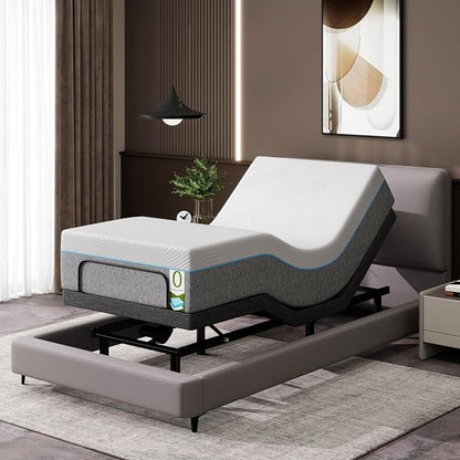 Twin XL Adjustable Bed Frame, Adjustable Beds with Updated Thickened Frame,Wireless Remote, Separate Head/Foot Lift, Zero Gravity,Anti-Snore,Sturdy Metal, Electric Bed Bases with 3 Height Options