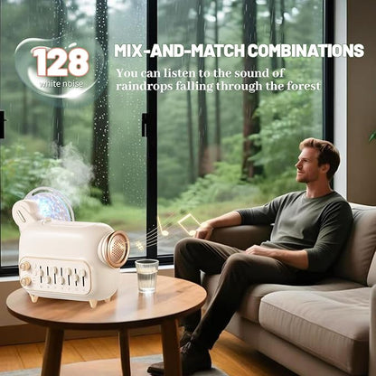 Dreamweaver Portable Sleep Sound Therapy, 7 Natural Sounds Style DIY Mixer White Noise Machine with Humidifier,Essential Oil Diffuser Water Ripple Light Projector&Bluetooth Speaker