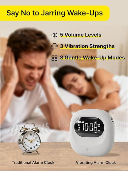 ROCAM Rechargeable Vibrating Alarm Clock Bed Shaker, 3000mAh Portable Travel Clock Under Pillow for Teens, Deaf People, Heavy Sleepers, Adults – 160-Day Standby, Great for Bedroom or Dorm Use, Blue