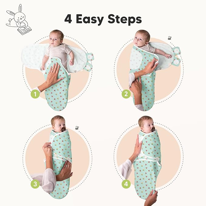 3-Pack Organic Baby Swaddle Sleep Sacks - Swaddles for Newborns, Infant 0-3 Months, Baby Girls, Boys, Soft & Snug Newborn Sleep Sack, Nursery Swaddling Blankets (Beach Day, OS)