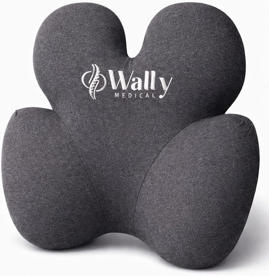 Luxury Lumbar Support Pillow for Office Chair & Car Seat – High-Density Memory Foam Ergonomic Back Support Cushion – Adjustable Strap, Removable Washable Cover – Includes Bonus Massage Roller
