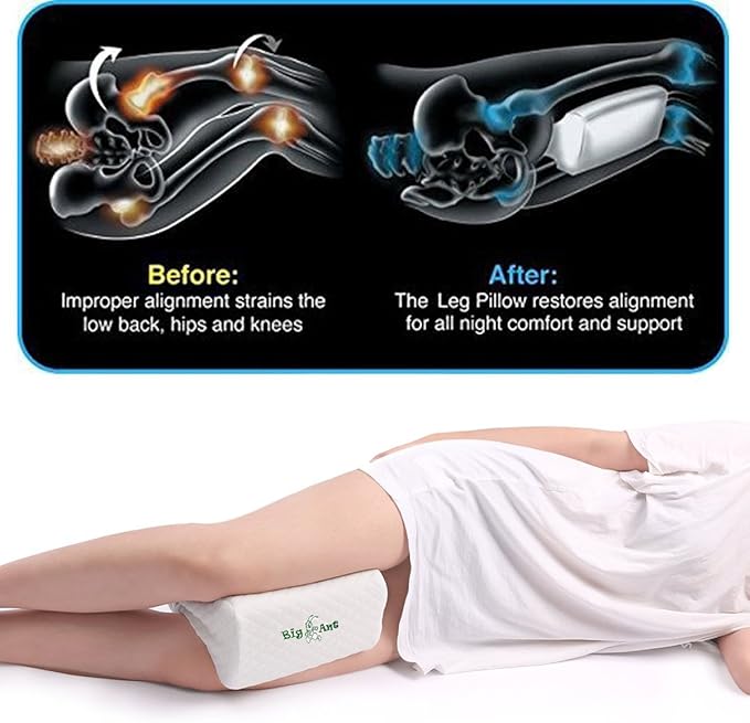 Big Ant Knee Pillow Orthopedic Leg Pillow Designed for Side Sleepers, Leg, Pregnancy, Back, Hip Pain Relief - Comfortable Memory Foam Knee Support Pillow with Breathable Washable Cover
