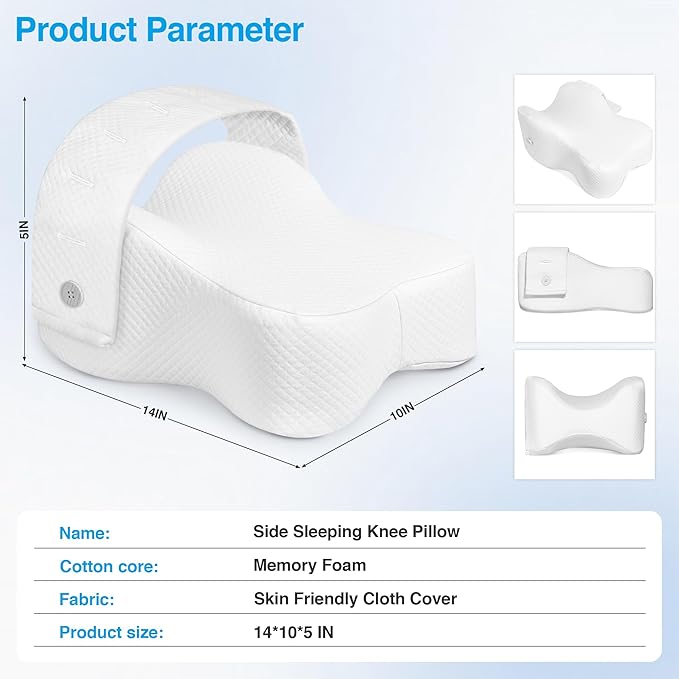 Knee Pillow for Side Sleepers, White