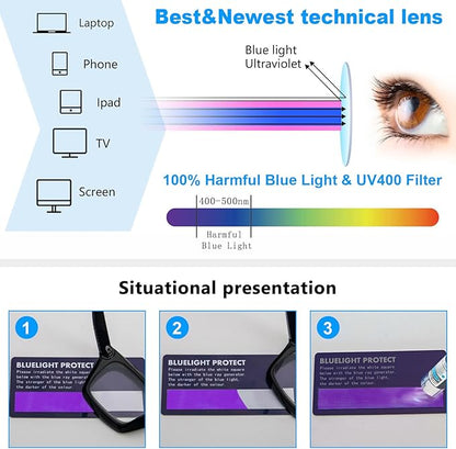 DXYXYO Reading Glasses Women 2.75+ Blue Light Blocking Men Oversized Rectangle Computer Readers 3 Pack Retro Fashion Oprah Style Square