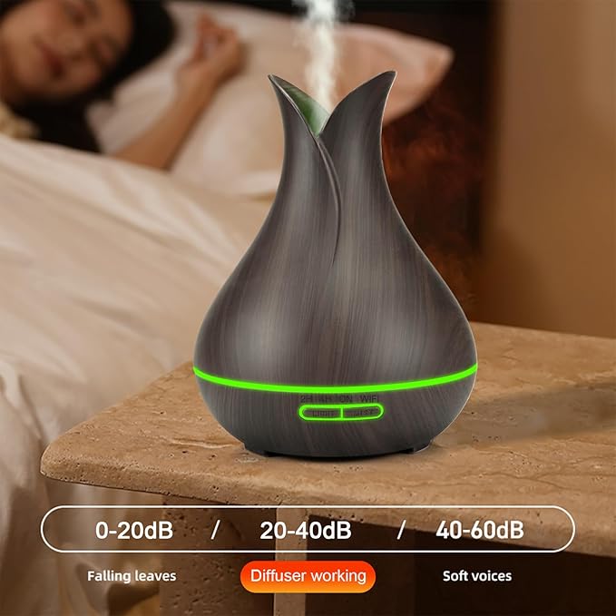 Smart WiFi Essential Oil Diffuser App Control Air Humidifier (Dark Wood UK)
