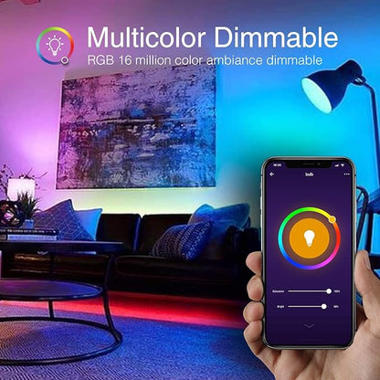 Smart Bulb, WiFi Light Bulbs, Color Changing Light Bulb, Compatible with Alexa & Google Assistant, A19 RGB Alexa Light Bulb, RGB+White, Dimmable LED Light Bulbs, 6 Pack, (WB5-6), Multicolor