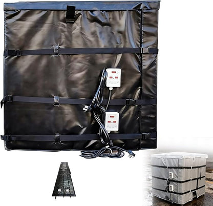 IBC Tote Heater Blanket, IBC Tote Winter Blanket, Smart Temperature Control up to 200°C, 1000L, IBC Tote Blanket with Thermostat, for Petroleum, Chemical, Food Processing Black