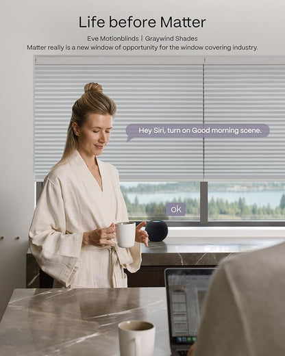 Graywind Motorized Matter Cellular Shades- 100% Blackout 1-3/4"Cell Honeycomb Blinds for Indoor Windows, Compatible with Alexa Google Siri, Custom Size,Pearl Dark Coffee
