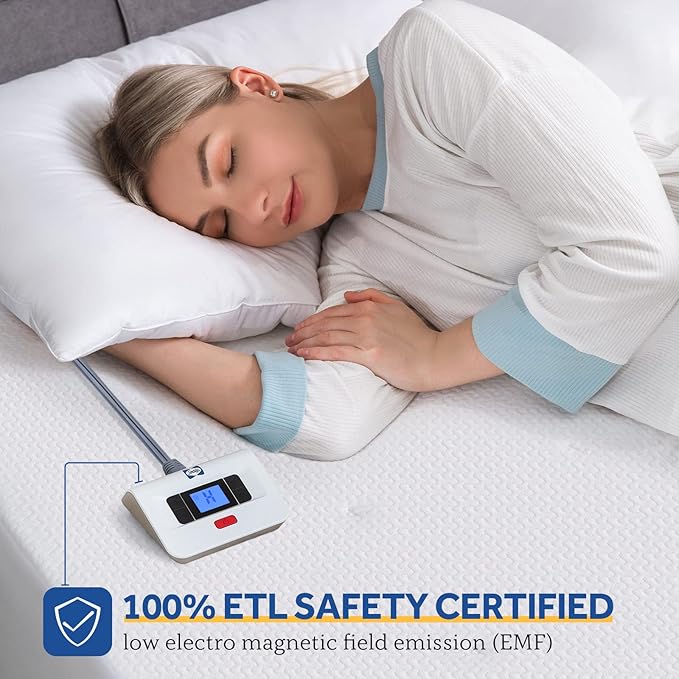 Sealy Heated Mattress Pad Twin, Zone Heating Electric Bed Warmer with Deep Pocket, 10 Heat Setting Controller & 1-12 Hours Auto Shut Off, Knitted Breathable Heated Mattress Cover, White