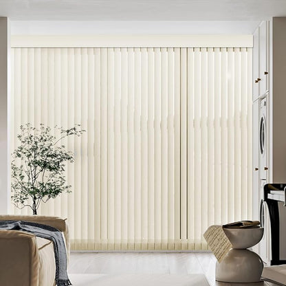 Cordless Vertical Blinds Window Blind, Blackout Fabric Vertical Blind, Energy Saving UV Protection Noise Reduce Vertical Blinds for Sliding Glass Doors, Patio Doors, Pure Beige