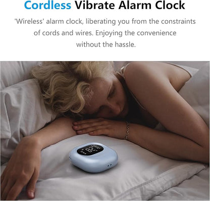 Vibrating Alarm Clock for Heavy Sleepers, Battery Operated Rechargeable Bed Shaker Under Pillow, Wireless,Vibration Adjustable,Wireless, Dual Alarms, Travel Portable Digital Clock for Hearing-impaired