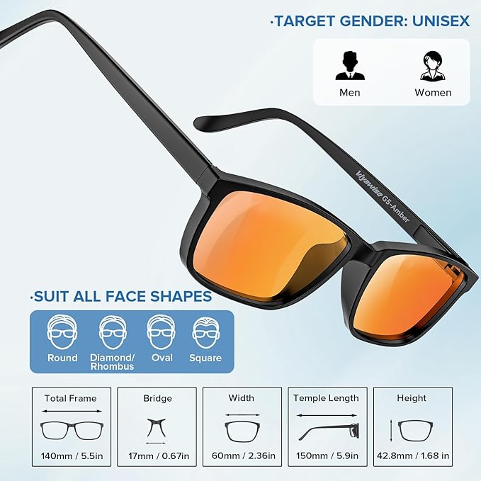 G5 Blue Light Blocking Glasses for Women & Men, Eye Strain Protection Bluelight Blockers for Reading Computer Gaming