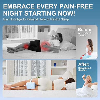 Knee Pillow for Side Sleepers-Memory Foam Leg Pillow for Between Legs-Sciatica,Hip&Back Pain Relief,Spinal Alignment Leg Cushion,Arctic White
