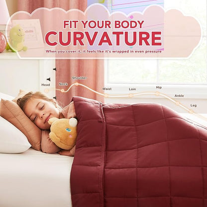 CuteKing Weighted Blanket - Weighted Blanket with Premium Glass Beads - Breathable Heavy Blanket for Comfort Sleep - Thick Blanket All Season (10lbs, 50"x60", Claret Red)