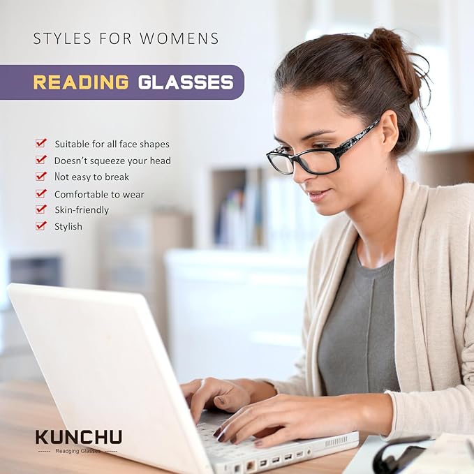 Reading Glasses for Women Men - 5 Pack Blue Light Blocking Spring Hinge Computer Readers Anti Glare UV Eyeglasses