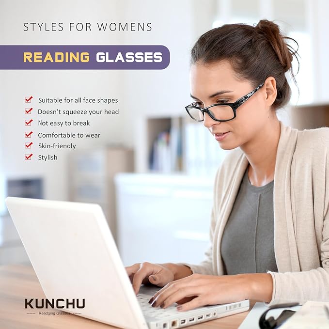 Reading Glasses for Women Men - 5 Pack Blue Light Blocking Spring Hinge Computer Readers Anti Glare UV Eyeglasses