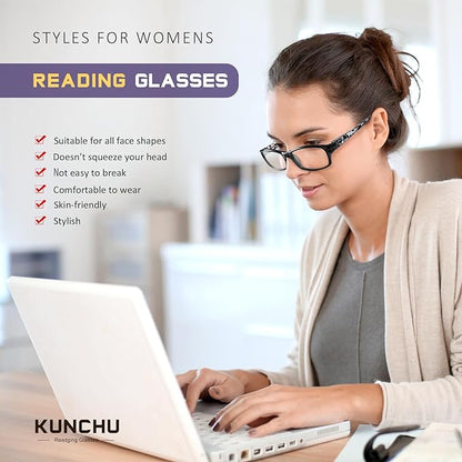 Reading Glasses for Women Men - 5 Pack Blue Light Blocking Spring Hinge Computer Readers Anti Glare UV Eyeglasses