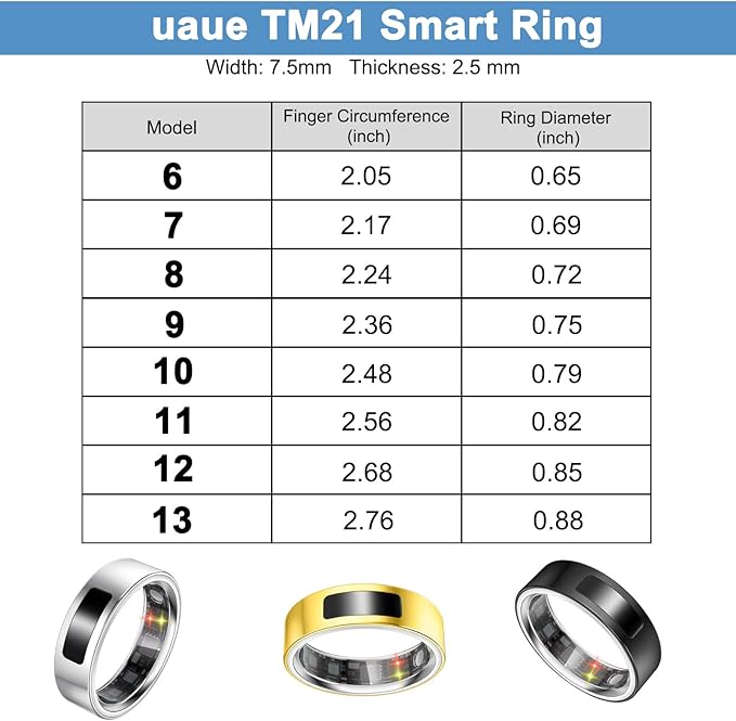 Smart Ring for Women Men, Fitness Tracker Ring with Heart Rate/Women's Health/Sleep/Steps, Touch Control, Vibration Alert, IP68 Waterproof Health Ring for iPhone/Android, No Subscription,Silver 7